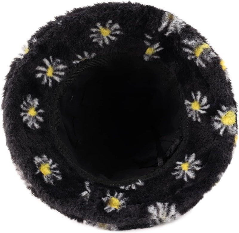 Umeepar Winter Faux Fur Fuzzy Bucket Hat Fluffy Warm Hat for Women Men - Image 3